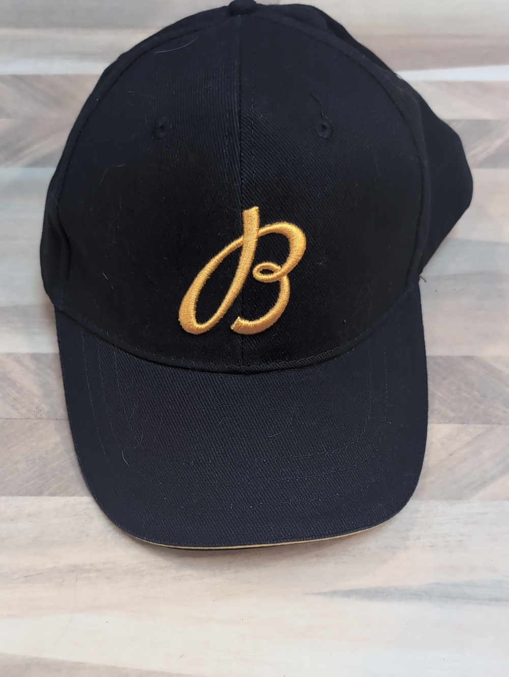 Breitling Black Baseball Cap with Gold 'B' Embroidery